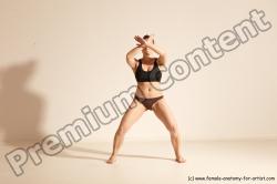 Underwear Martial art Woman White Moving poses Average long colored Dynamic poses Academic